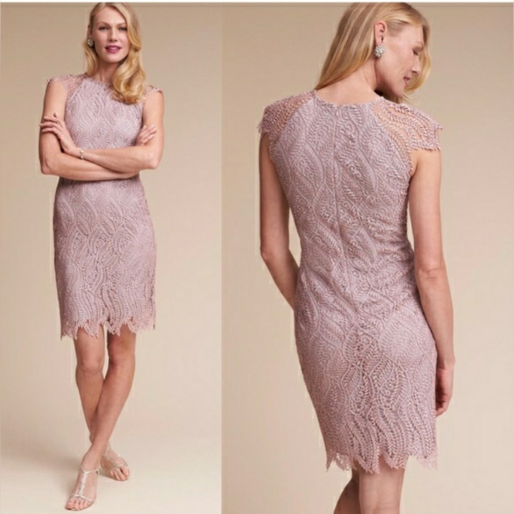 BHLDN Mignon Doo Pierre Rose Gold Metallic Lace Mini Cocktail Party Dress Size 6